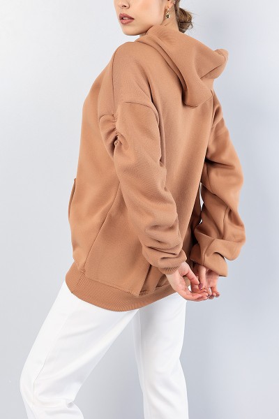 Vizon Kolları Büzgülü Şardonlu Bayan Sweat 76162