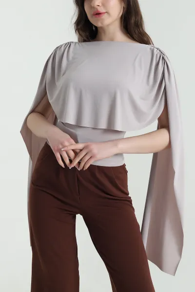Vizon Likralı Sandy Kolsuz Kadın Bluz 453640