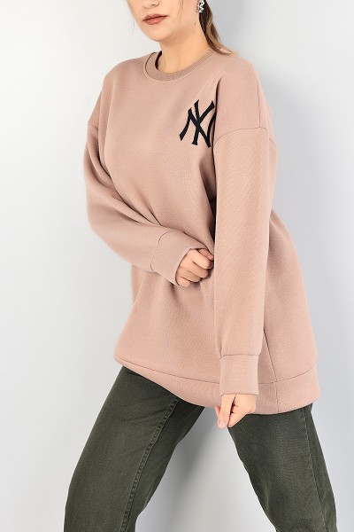 Vizon Nakışlı Bayan Şardonlu Sweat 85042