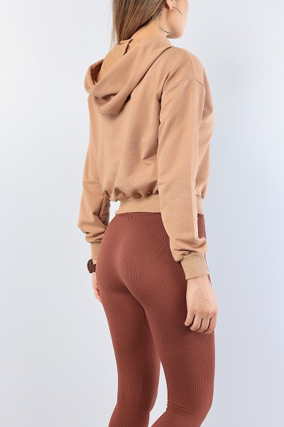 Vizon Nakışlı Gofre Baskılı Bayan Sweat 76144