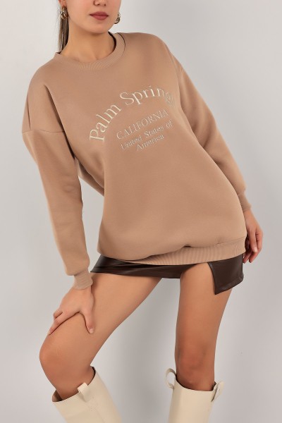 Vizon Nakışlı İçi Şardonlu Bayan Sweat 142970