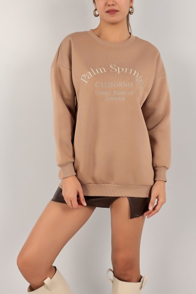Vizon Nakışlı İçi Şardonlu Bayan Sweat 142970
