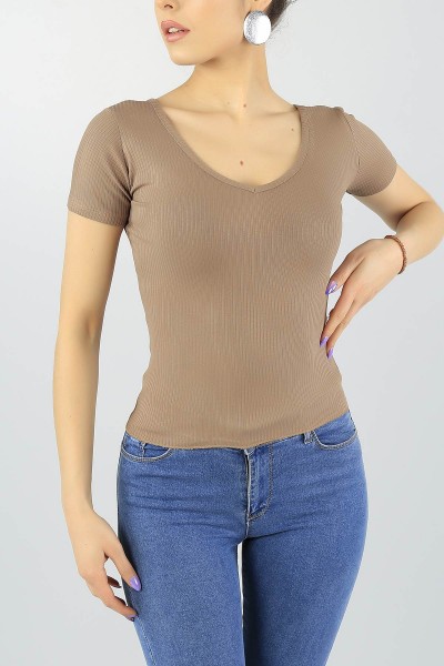 Vizon Ön Arka V Kaşkorse Crop Tişört 56449