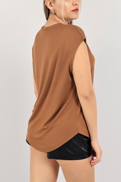 Vizon Oval Kesim Kolsuz Bluz 103830