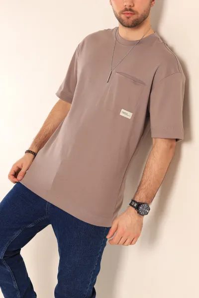 Vizon Oversize Cep Detaylı Erkek Tişört 253320