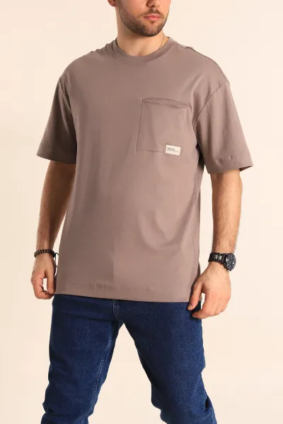 Vizon Oversize Cep Detaylı Erkek Tişört 253320