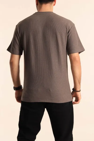 Vizon Oversize Jakarlı Dikiş Detaylı Erkek Tişört 253352