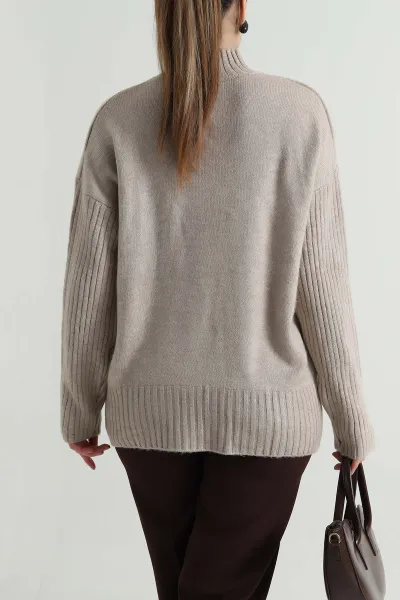 Vizon Oversize Kadın Triko Kazak 496029