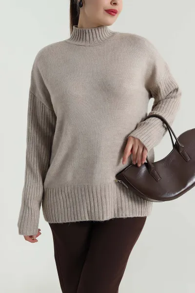 Vizon Oversize Kadın Triko Kazak 496029