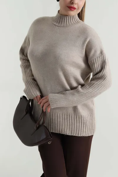 Vizon Oversize Kadın Triko Kazak 496029