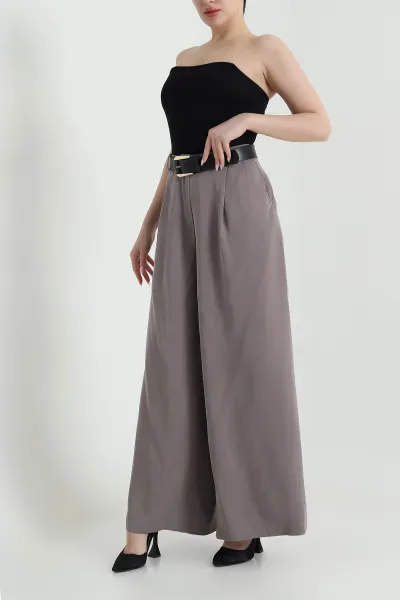 Vizon Pileli Cepli Bol Paça Tencel Kadın Pantolon 459096