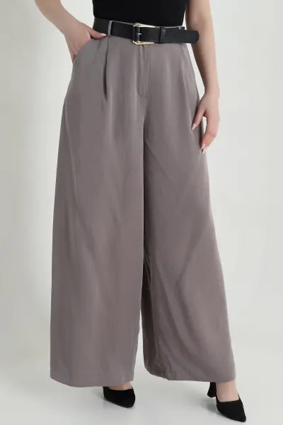 Vizon Pileli Cepli Bol Paça Tencel Kadın Pantolon 459096