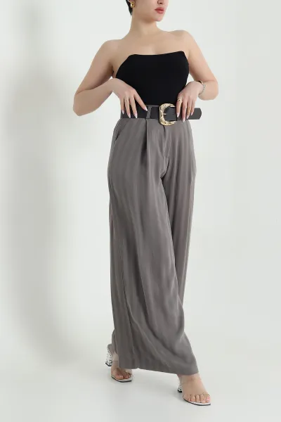 Vizon Pileli Cepli Tencel Cupra Kadın Pantolon 456526