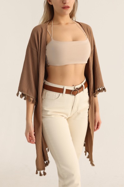 Vizon Püskül Detay Seul Kimono Hırka 173529