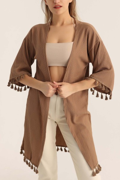 Vizon Püskül Detay Seul Kimono Hırka 173529