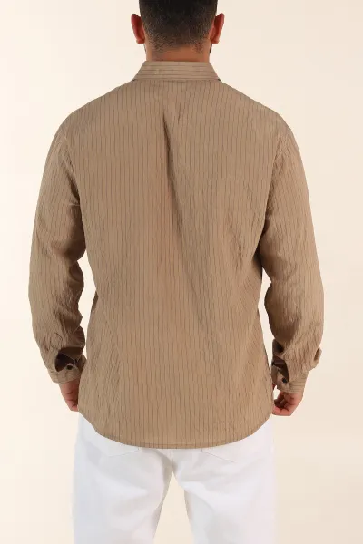 Vizon Regular Fit İnce Çizgili Uzun Kollu Erkek Gömlek 369341