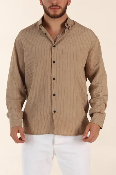 Vizon Regular Fit İnce Çizgili Uzun Kollu Erkek Gömlek 369341