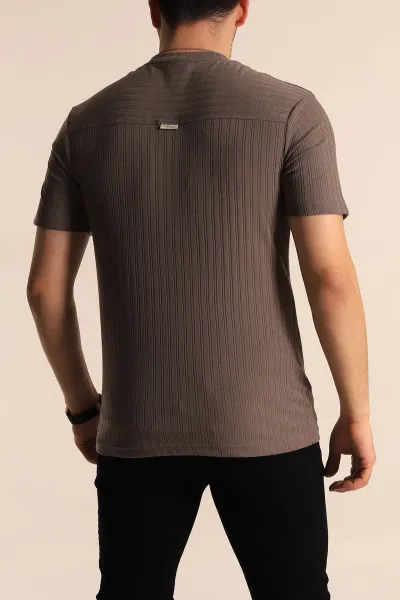 Vizon Regular Fit Jakarlı Çizgi Dokulu Erkek Tişört 260479