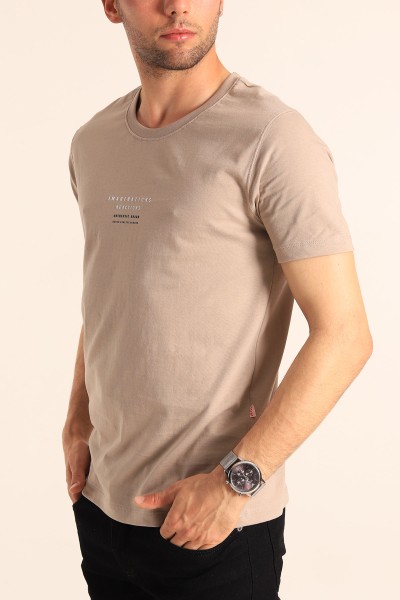Vizon Regular Fit Kabartma Yazı Detay Erkek Tişört 182230