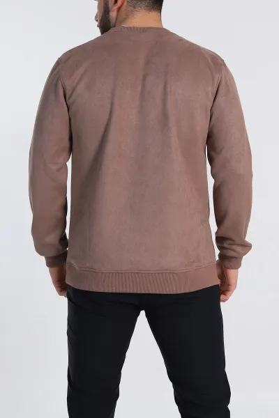 Vizon Regular Fit Süet Kabartma Yazı Detaylı Erkek Sweatshirt 305860