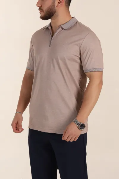 Vizon Relaxed Fit Basic Fermuarlı Polo Yaka Erkek Tişört 359134