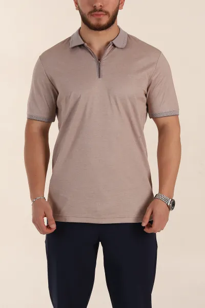 Vizon Relaxed Fit Basic Fermuarlı Polo Yaka Erkek Tişört 359134