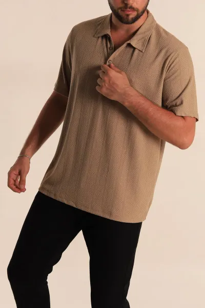 Vizon Relaxed Fit Desenli Polo Yaka Erkek Tişört 279207