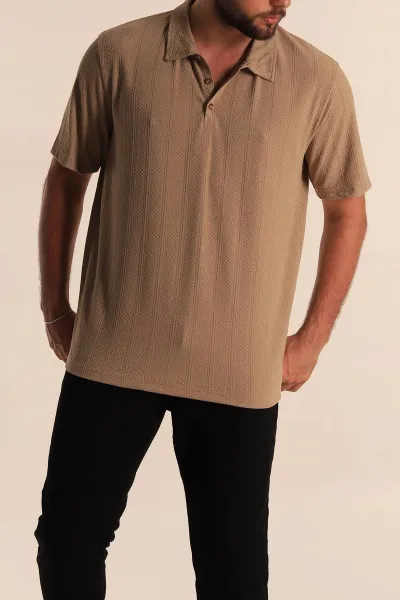 Vizon Relaxed Fit Desenli Polo Yaka Erkek Tişört 279207