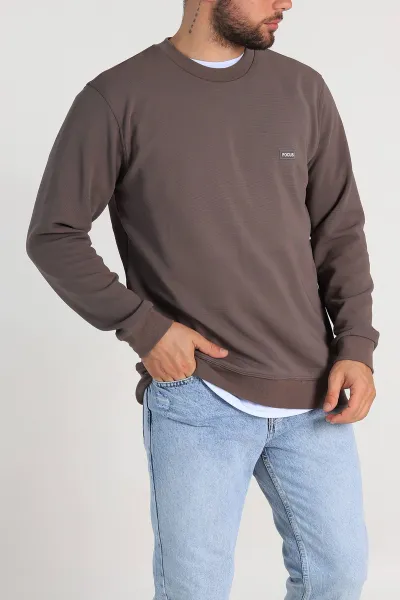 Vizon Relaxed Fit İki İp Şardonlu Yazı Detay Likralı Erkek Sweatshirt 311202