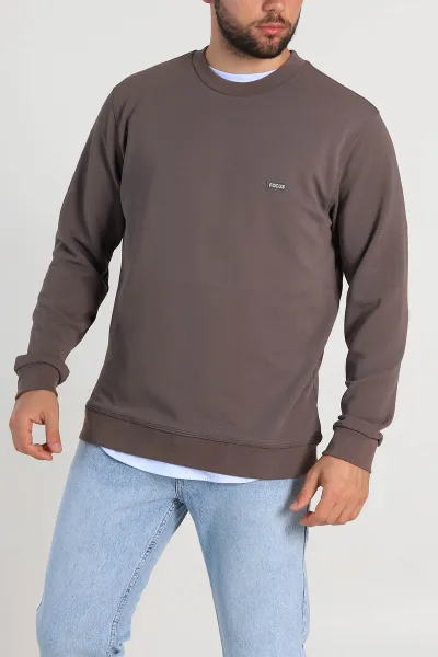 Vizon Relaxed Fit İki İp Şardonlu Yazı Detay Likralı Erkek Sweatshirt 311202