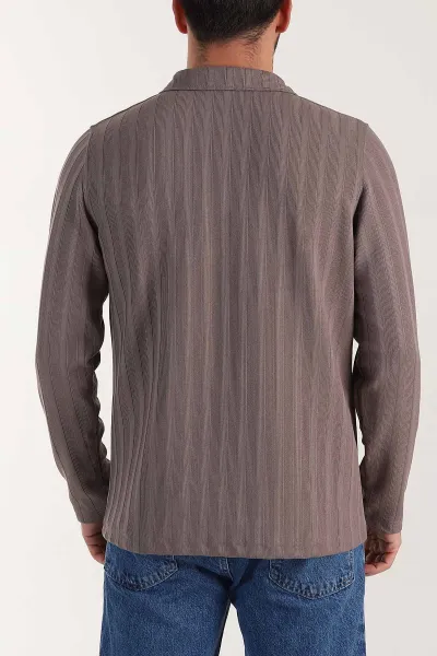 Vizon Relaxed Fit Jakarlı Kumaş Yazı Detay Polo Yaka Erkek Sweatshirt 399383