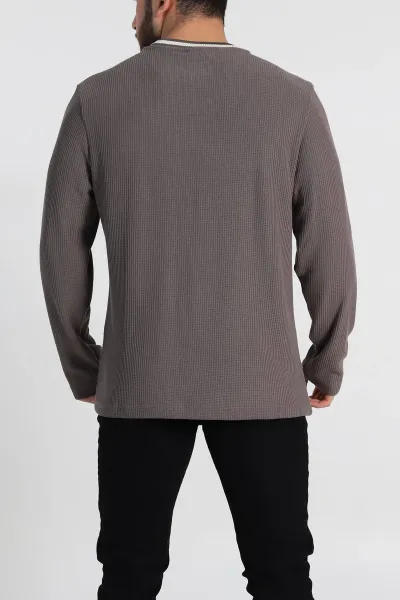 Vizon Relaxed Fit Jakarlı Pike Dokulu Erkek İnce Sweatshirt 322367