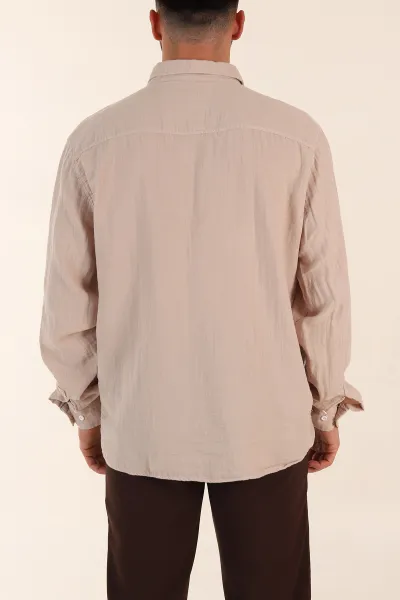 Vizon Relaxed Fit Müslin Keten Ata Yaka Erkek Gömlek 371306