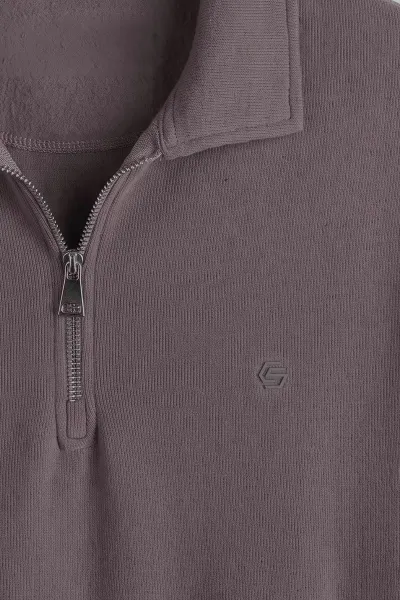 Vizon Selanik Yarım Fermuarlı Polo Yaka Erkek Sweatshirt 494487