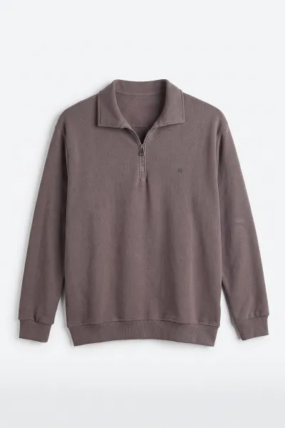 Vizon Selanik Yarım Fermuarlı Polo Yaka Erkek Sweatshirt 494487