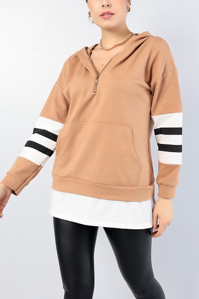 Vizon Sırt Baskılı Bayan Garnili Sweat 76495