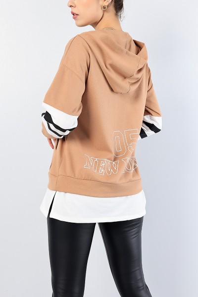 Vizon Sırt Baskılı Bayan Garnili Sweat 76495