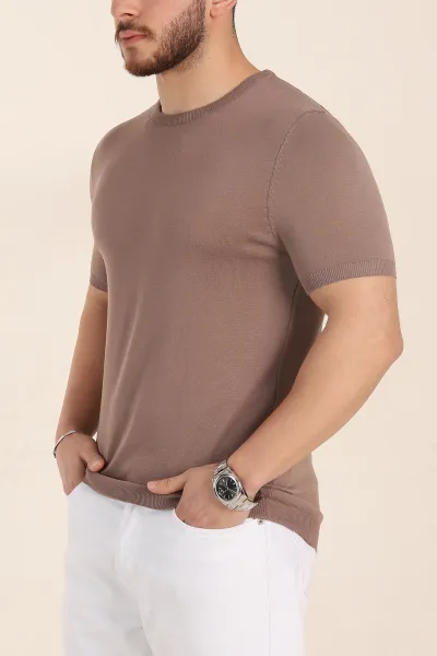 Vizon Slim Fit Basic Kısa Kollu Triko Tişört 338596