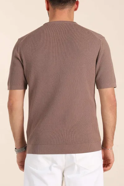 Vizon Slim Fit Dokulu Basic Kısa Kollu Erkek Triko Tişört 338602