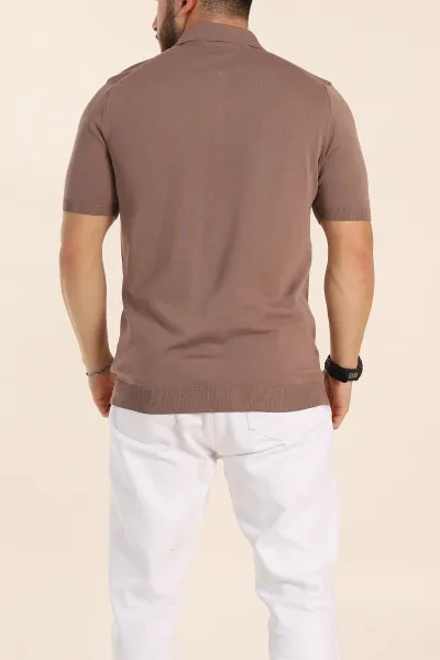 Vizon Slim Fit Fermuarlı Polo Yaka Kısa Kollu Erkek Triko Tişört 338607