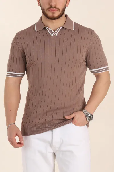 Vizon Slim Fit Patlı Polo Yaka Kısa Kollu Erkek Triko Tişört 338583