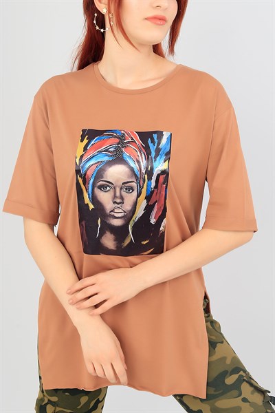 Vizon Taş İşlemeli Bayan Tişört  37917