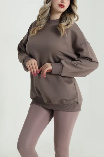 Vizon Üç İp Bisiklet Yaka Kadın Sweat 483666