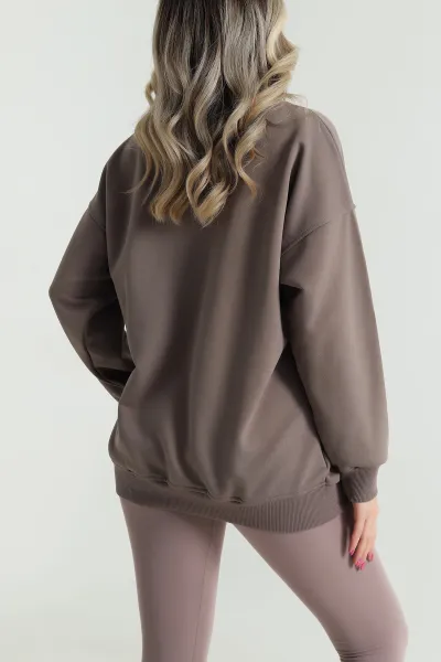 Vizon Üç İp Bisiklet Yaka Kadın Sweat 483666