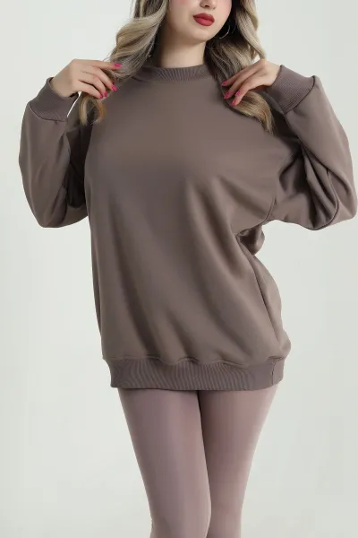 Vizon Üç İp Bisiklet Yaka Kadın Sweat 483666