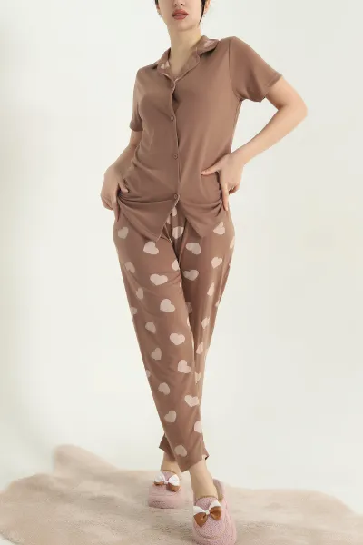 Vizon Viskon Düğmeli Kadın Pijama Takımı 341729