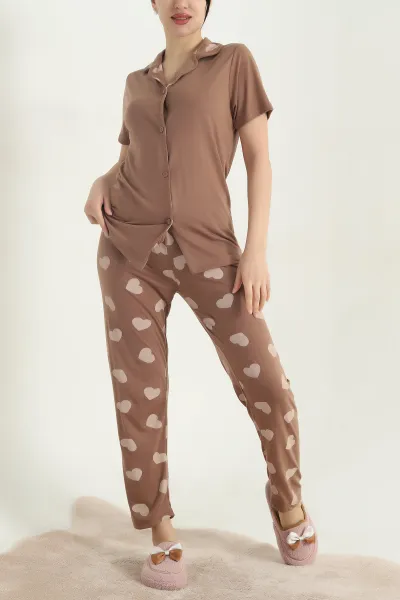 Vizon Viskon Düğmeli Kadın Pijama Takımı 341729