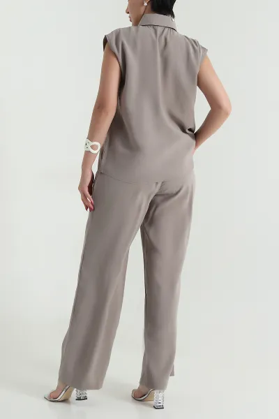 Vizon Yaka İncili Tencel Kadın İkili Takım 475225