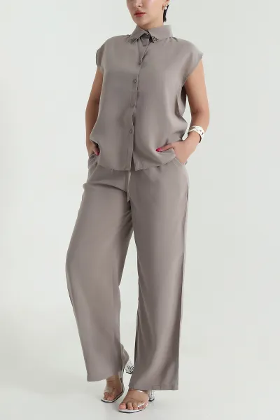 Vizon Yaka İncili Tencel Kadın İkili Takım 475225