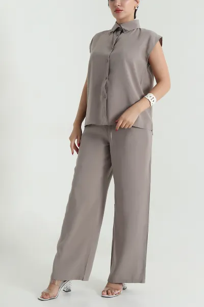 Vizon Yaka İncili Tencel Kadın İkili Takım 475225